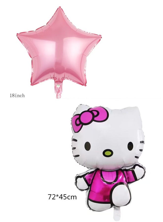 Hello Kitty Birthday balloons set of 6 Hello Kitty-themed balloons, including a pink number 5 balloon - Image 2