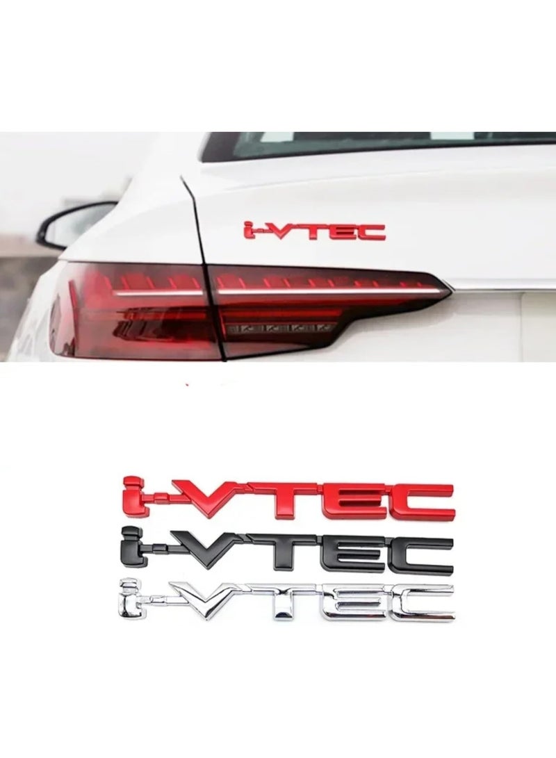 SOLDOUT 3D Metal Car Letter Fender Emblem Side Rear Tail Trunk Decals Emblem Badge Logo Sticker Decal Styling Auto Accessories Compatible with Honda i-VTEC IVTEC (Silver) - Image 2