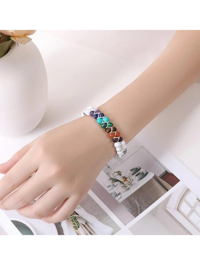 إسكدنيا سلسلة الخاتم الشفاء بحبيبات الأحجار الطبيعية، خاتمات الشفاء بحبيبات الشكرا للنساء والرجال، سلسلة الخاتم مع حبيبات الكريستال الحقيقية وهدايا الأحجار” - Image 5