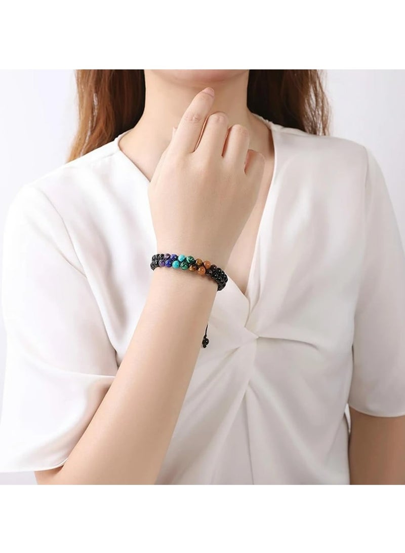 إسكدنيا سلسلة الخاتم الشفاء بحبيبات الأحجار الطبيعية، خاتمات الشفاء بحبيبات الشكرا للنساء والرجال، سلسلة الخاتم مع حبيبات الكريستال الحقيقية وهدايا الأحجار” - Image 3