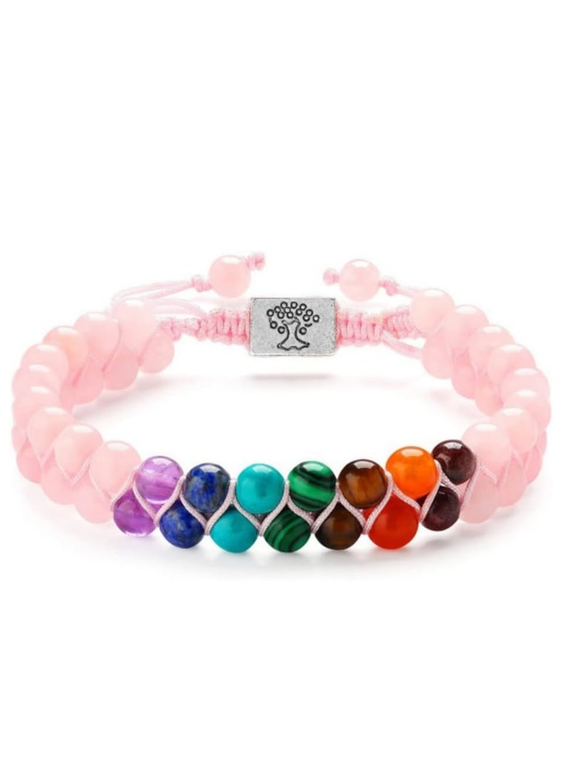 إسكدنيا سلسلة الخاتم الشفاء بحبيبات الأحجار الطبيعية، خاتمات الشفاء بحبيبات الشكرا للنساء والرجال، سلسلة الخاتم مع حبيبات الكريستال الحقيقية وهدايا الأحجار” - Image 1