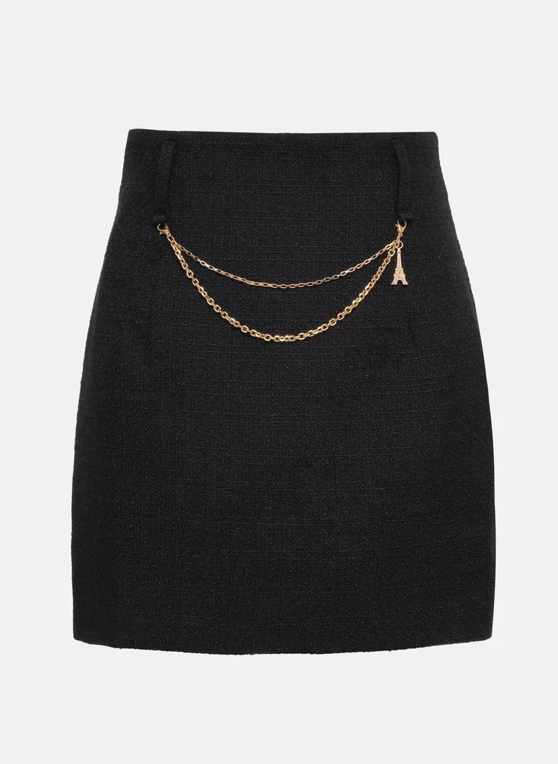 Lichi Chain-embellished tweed mini skirt