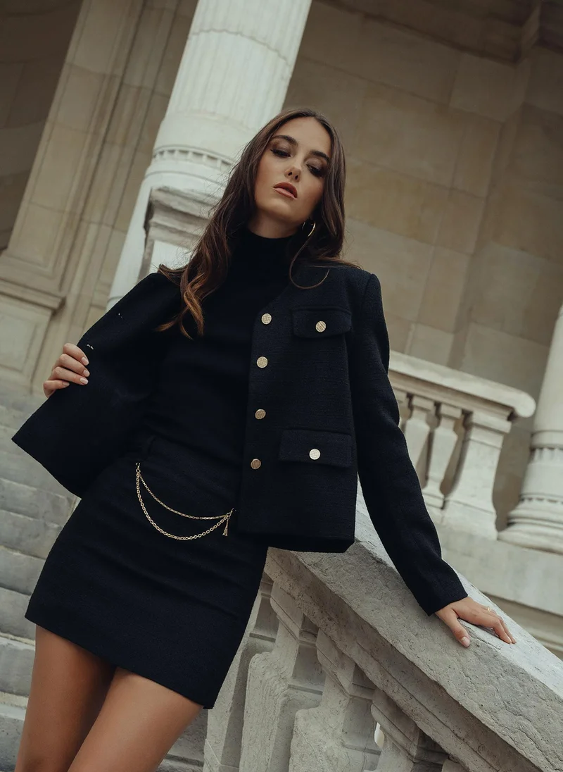 Lichi Chain-embellished tweed mini skirt