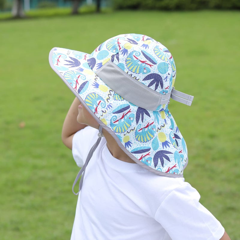 icolor Kids Sun Hat UPF50+ Sun Protection Bucket Hat Toddler Summer Beach Play Hats with Neck Flap for Girl Boy Ages 3~10 (Chameleon) - Image 5