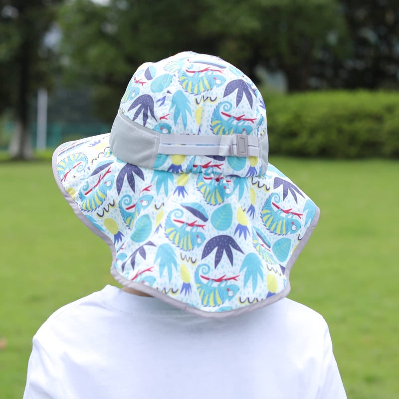 icolor Kids Sun Hat UPF50+ Sun Protection Bucket Hat Toddler Summer Beach Play Hats with Neck Flap for Girl Boy Ages 3~10 (Chameleon) - Image 3