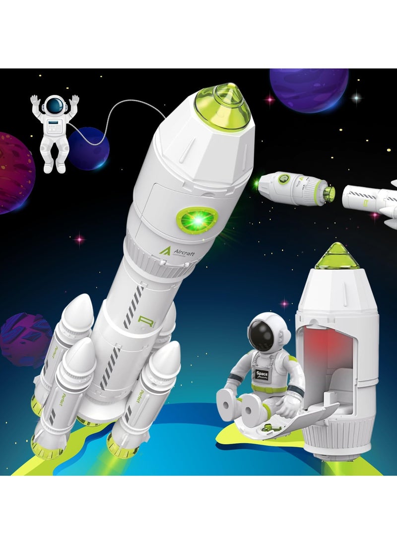 KASTWAVE Space Toys for Kids 3-8 Years Old - Space Adventure Rocket Ship Shuttle Model with Astronaut and Smoke Effect, Lights and Sounds, Outer Space Exploration Playset, Spaceship Toy for Boys Gifts - Image 1