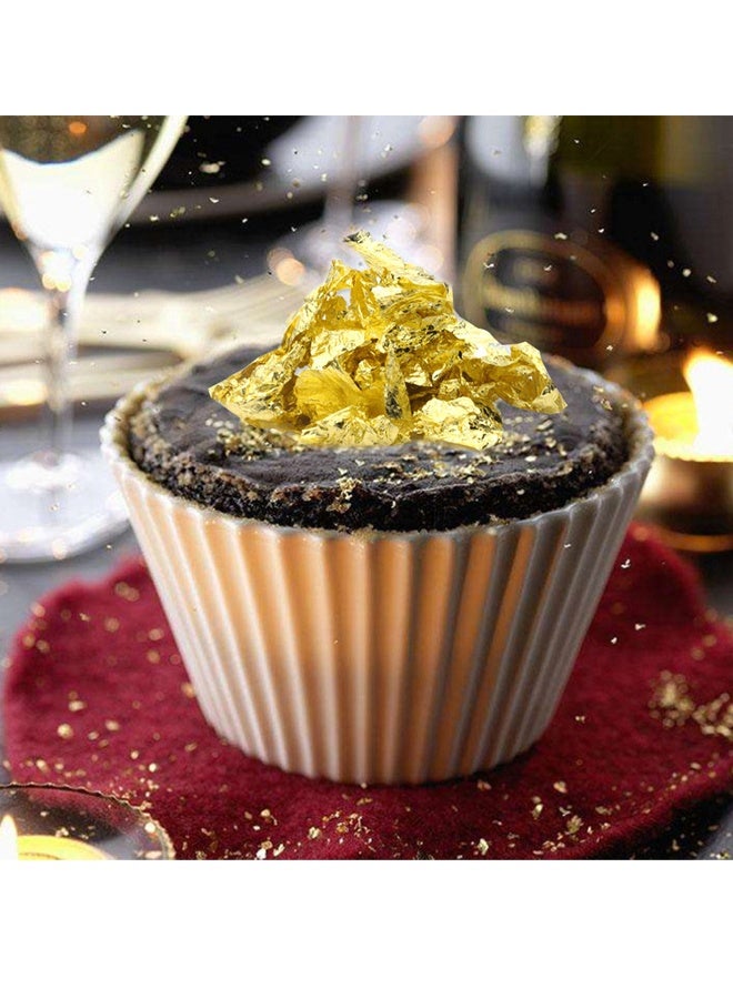 3 قطع أوراق ذهبية قابلة للأكل مع فرشاة وملقط الذهب أوراق الكيك ديكور الذهب الرقائق الغذاء الذهب الرقائق ديكور الخبز الذهب الرقائق ديكور الشكولاتة ديكور أوراق الذهب للطهي التحلية ديكور حرفي ماكياج - Image 4