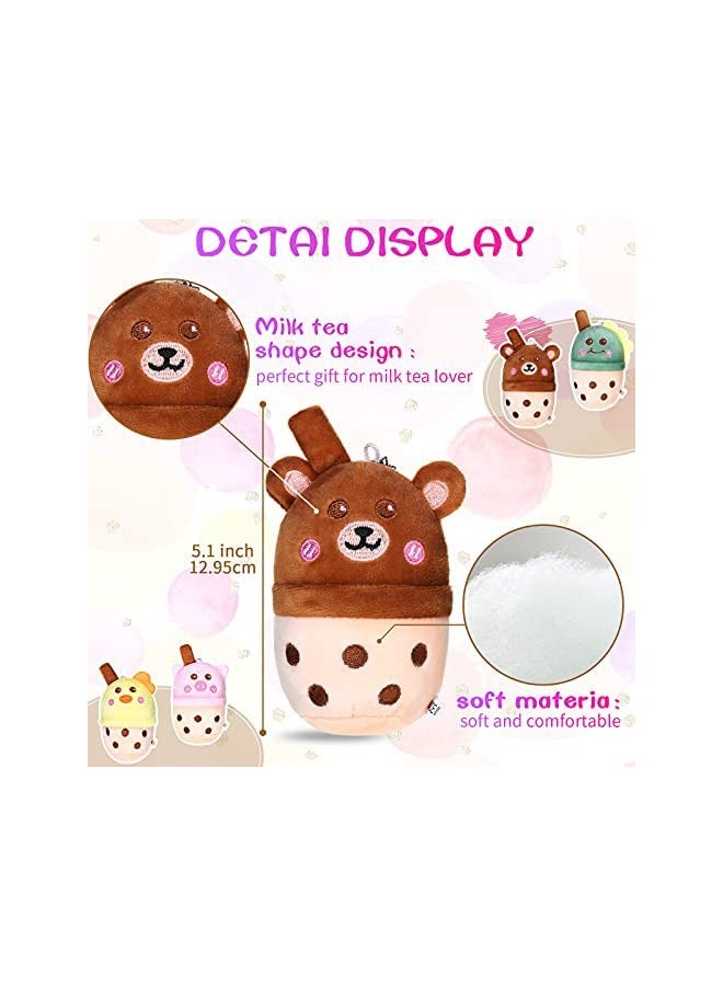 SYOSI SYOSI Boba Tea Plush Toy, 5 Inches Milk Tea Cup Mini Plush Toy Pillow for Baby, Toddler, Child, Teens (4 Pieces) - Image 3
