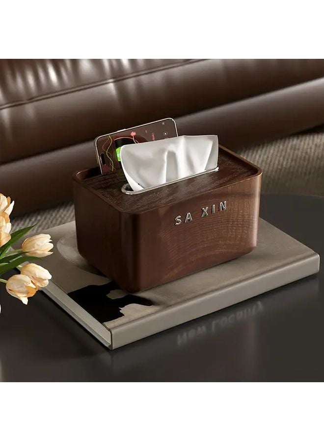 Vintage Wood Grain Tissue Box Retro Chinese Style Tabletop Dispenser Durable Plastic Holder - Image 3