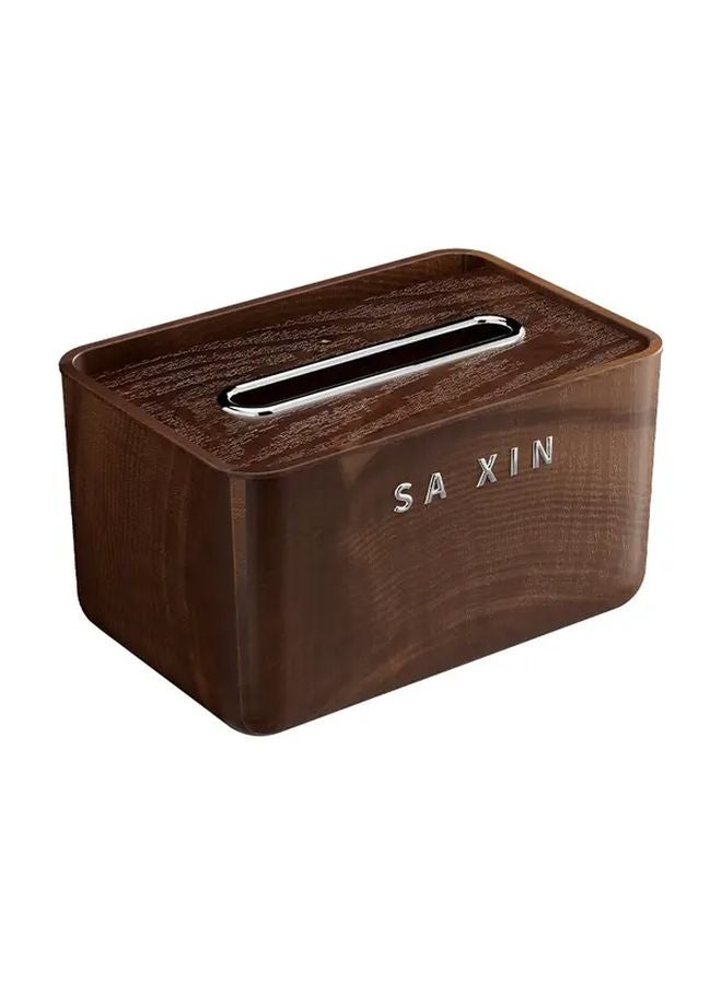Vintage Wood Grain Tissue Box Retro Chinese Style Tabletop Dispenser Durable Plastic Holder - Image 1