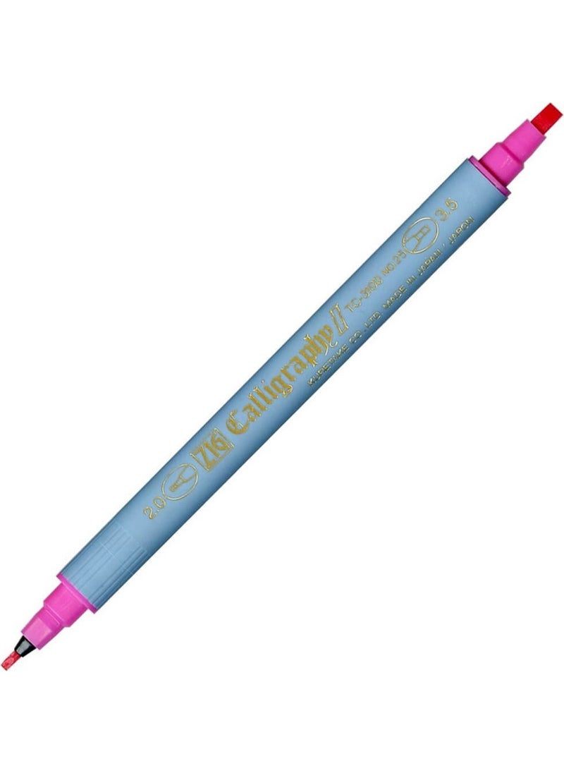 Zig Calligraphy Pen Double Tip 2 mm + 3.5 mm 025 Pink 