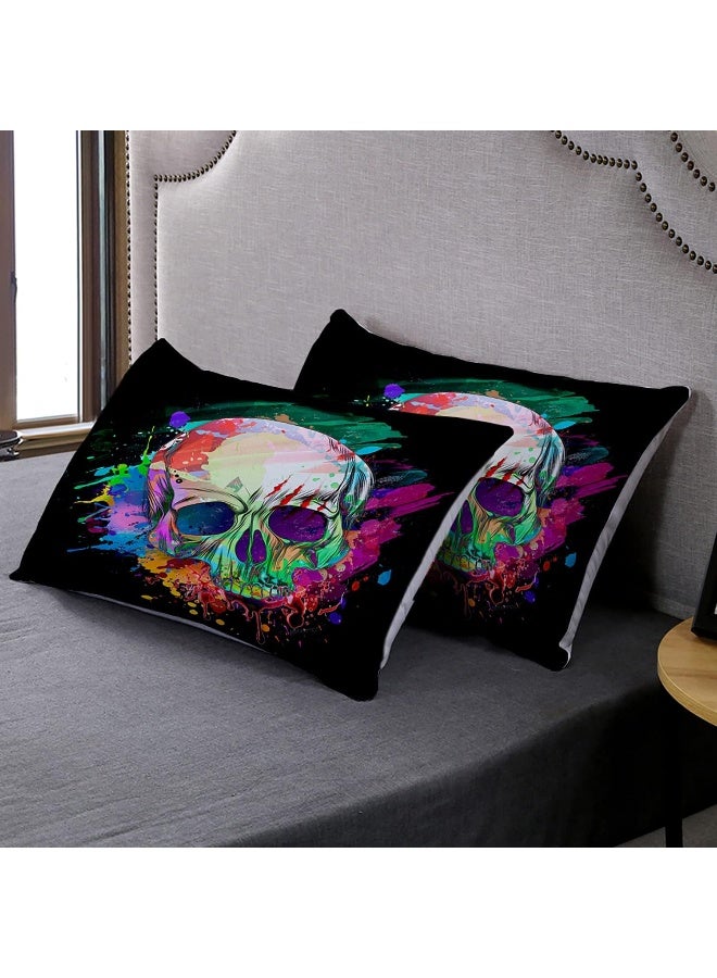 AILONEN Skull Bedding Sets for Teen Boys, Skull Pattern Printed Duvet Cover Set, Skeleton Theme Bedding Set, Comforter Cover Full Size - Image 3