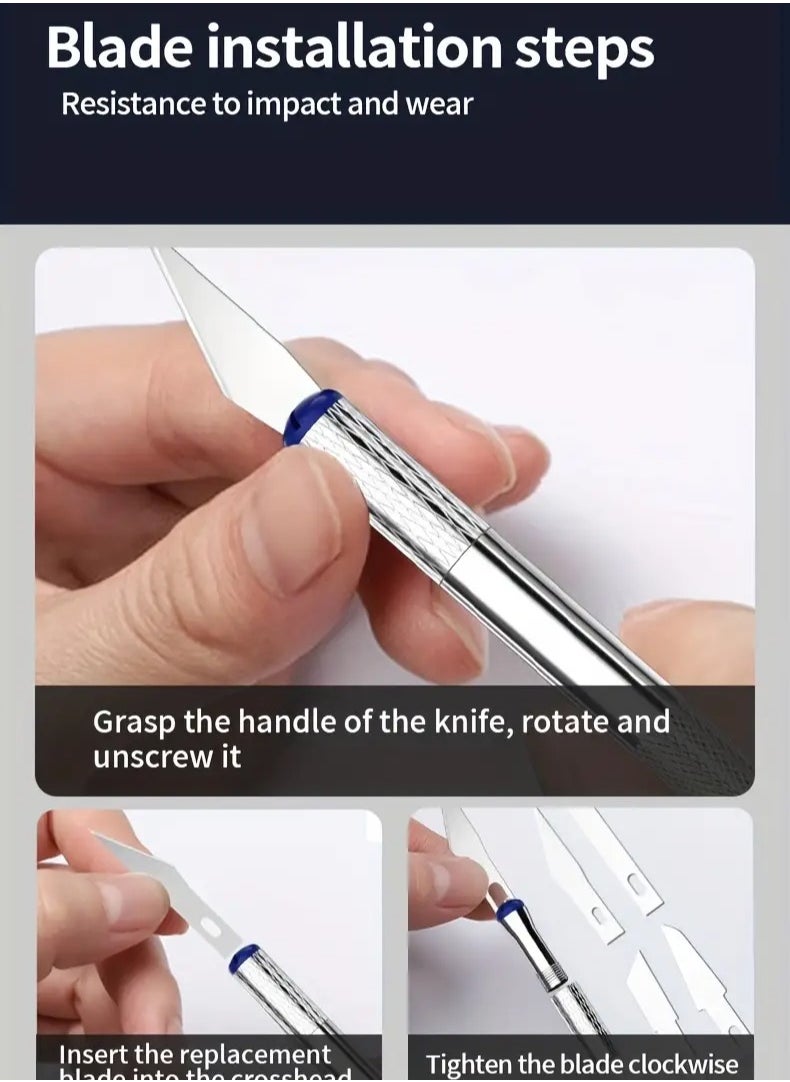 13pcs Metal Carving Knife Pen Art Seal Cutting Manual Combination Paper Cuttings Non-Slip Gadget DIY Precision Repair Tool