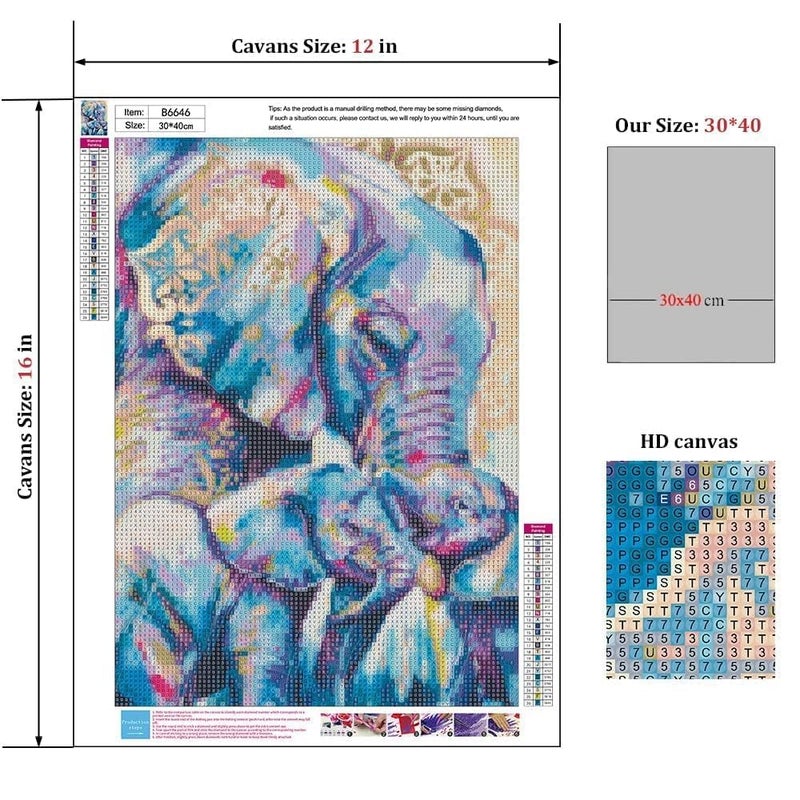 LeafLoom DIY 5D Diamond Painting Kits for Adults Diamond Art Painting Full Drill Beginners Craft Kits for Home Wall Decor Gifts (Elephant) - Image 2