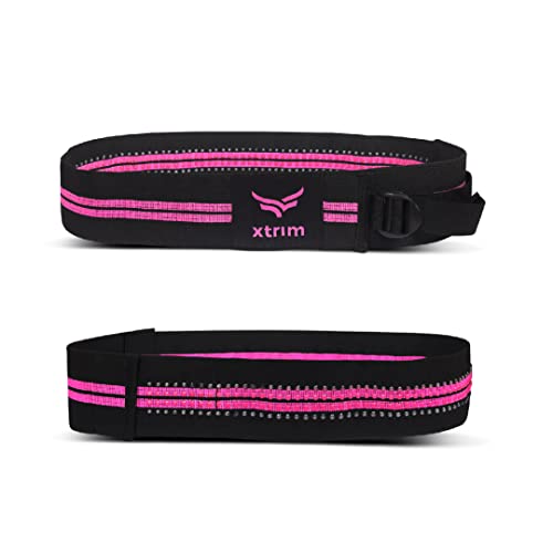 XTRIM Resistance Bands with Portable Mesh Carry Bag, Adjustable, Non-Slip & Stretchable Bands, Ideal for Glute Work, Toning Booty Legs, Butt, Hips (Set of 2, Pink) - Image 1