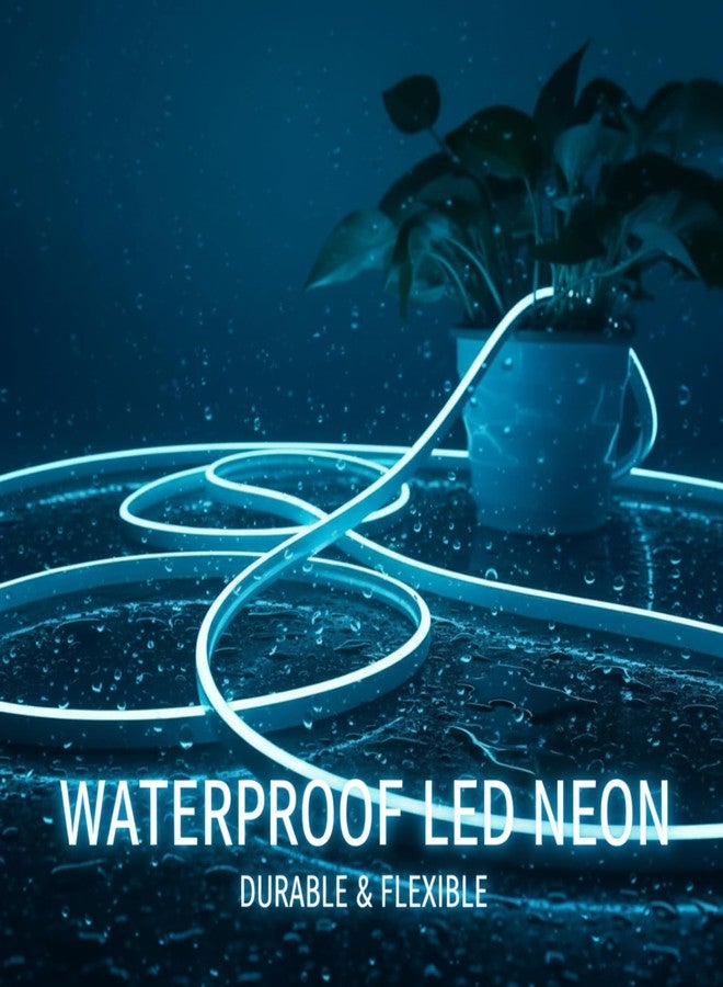 SAMEILI Ice Blue Neon LED Rope Lights 16.4ft (5 Meter) – IP65 Waterproof Flexible Silicone Strip with Adapter for Indoor/Outdoor Use - Image 2