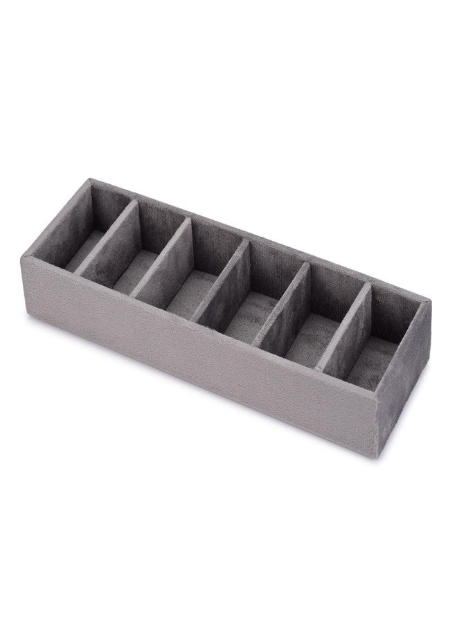 Azyeea Premium Velvet 6 Slot Kada Tray Bangle box Tray to Organize Your Kada's Grey Colour Drawer tray size -12X3.8X1.5 Inch. - Image 3