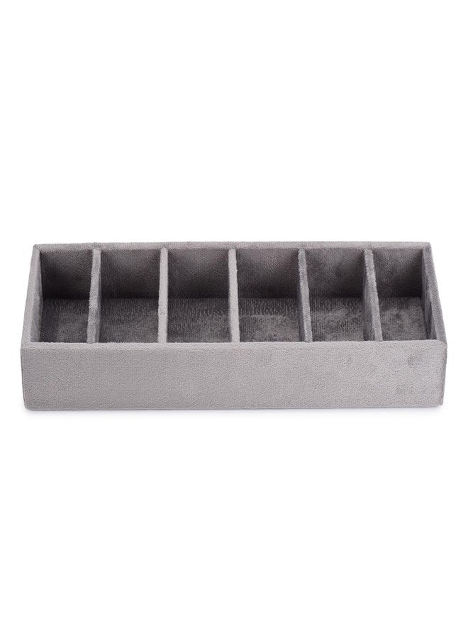 Azyeea Premium Velvet 6 Slot Kada Tray Bangle box Tray to Organize Your Kada's Grey Colour Drawer tray size -12X3.8X1.5 Inch. - Image 4