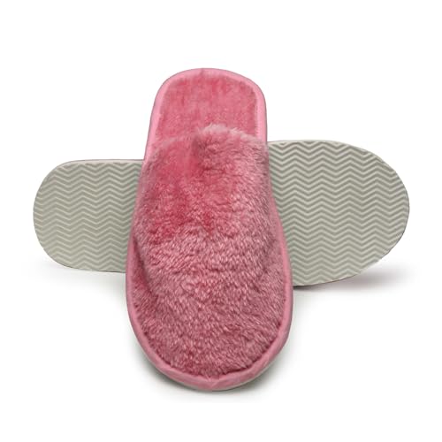 YUKI Women and Men Slipper for Home Daily Use Warm Fur Slides Pink 6 - Image 3