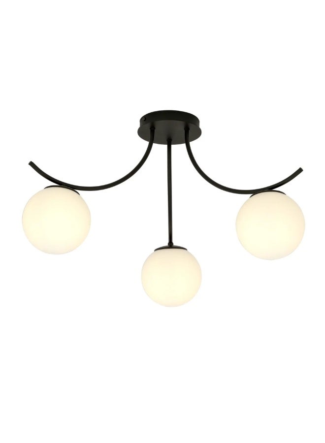 Cluc Black turned Globo di vetro Chandelier - 3 globes - Image 4