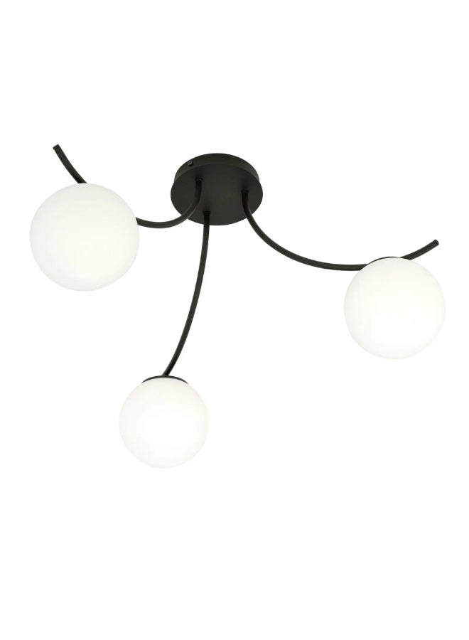 Cluc Black turned Globo di vetro Chandelier - 3 globes - Image 2