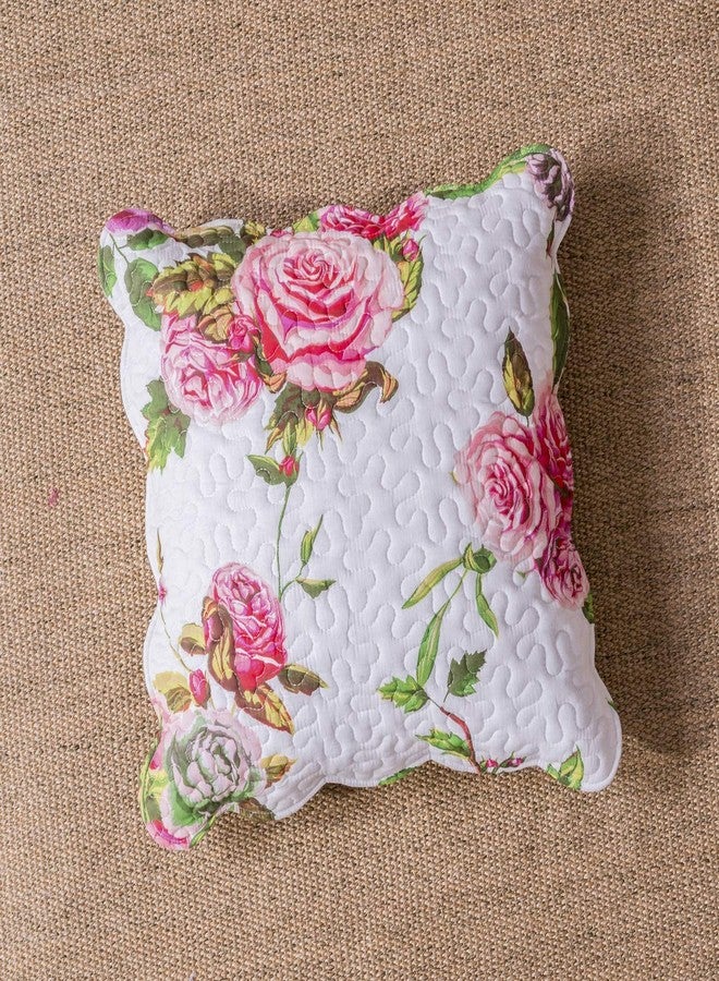 DaDa Bedding Set of 2 Throw Pillow Covers - Romantic Roses Bloom Lovely Spring Pink & White Floral Garden - 18" x 18" - 2 Pack - Image 2