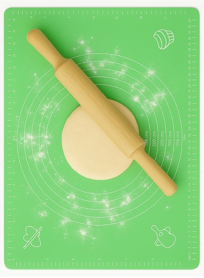 هابي هوم حصيرة معجنات سيليكون كبيرة غير لاصقة قابلة لإعادة الاستخدام بمقياس 43 × 35 وأبعاد إجمالية 50 × 40 سم - حصيرة سيليكون آمنة للاستخدام في الطعام للعجين والمعجنات والبيتزا غير قابلة للانزلاق مع قياسات دقيقة لركوب العجين وحماية السطح مقاومة للحرارة حصيرة سيليكون سميكة صالحة للاستخدام في الطعام للبيتزا والمخبوزات والفطائر يمكن استخدامها كبطانة للفرن أو حصيرة لف العجين (أخضر) - Image 1