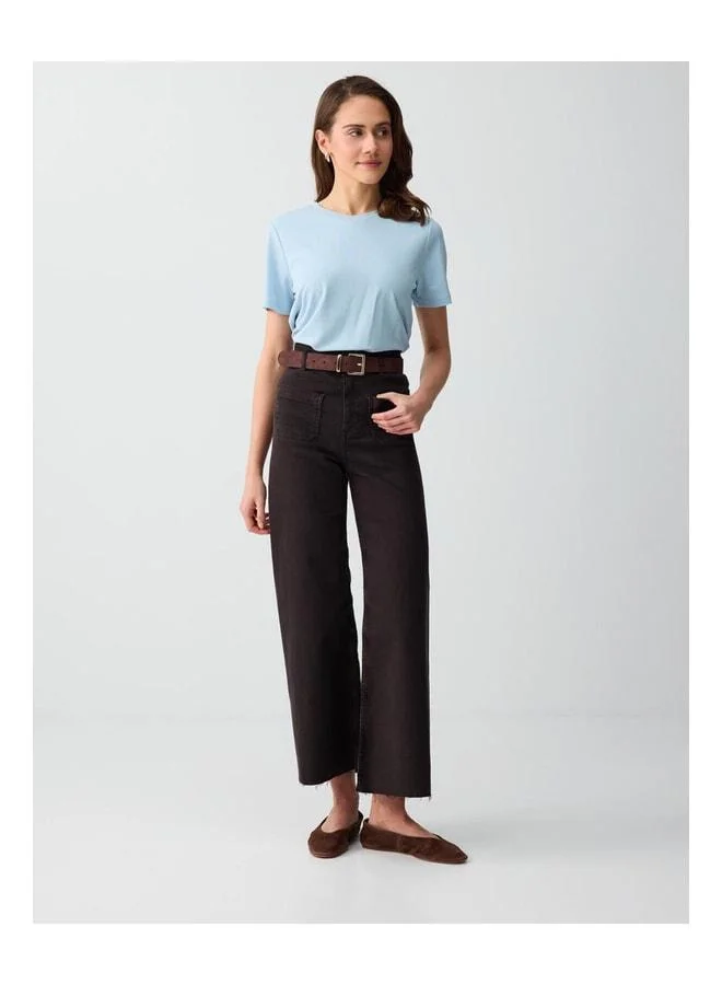 Jimmy Key Sky Blue Crew Neck Short Sleeve Knit Modal T-Shirt.