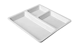 AWICKTIK FoodGrade Unbreakable Microwave Safe Cafe Plates Plastic 3 in 1 Compartments Pav Bhaji Plate Dinner Plates White Set of 6 - Image 2