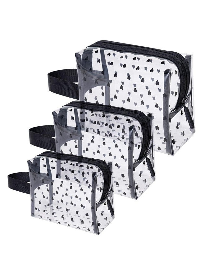 GIVLEFLY Clear TPU Toiletry Bag Set for Women & Men, 3PCS Waterproof Makeup & Skincare Organizer with Zipper, Soft Transparent Travel Cosmetic Pouch with Handle & Hanging Loop,B - Image 1