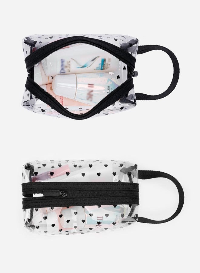 GIVLEFLY Clear TPU Toiletry Bag Set for Women & Men, 3PCS Waterproof Makeup & Skincare Organizer with Zipper, Soft Transparent Travel Cosmetic Pouch with Handle & Hanging Loop,B - Image 2