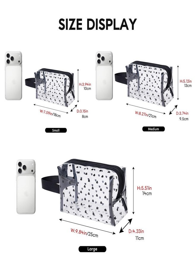 GIVLEFLY Clear TPU Toiletry Bag Set for Women & Men, 3PCS Waterproof Makeup & Skincare Organizer with Zipper, Soft Transparent Travel Cosmetic Pouch with Handle & Hanging Loop,B - Image 4