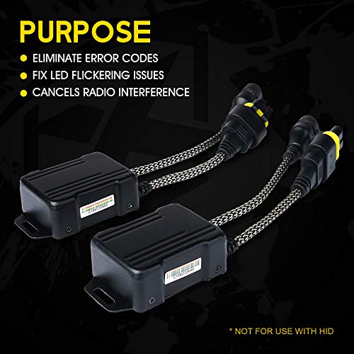 Xprite 9005 LED Canbus Decoder Anti Flicker Harness Error Free Resistor Capacitor for LED Headlight Bulbs Accessory Pack of 2 - Image 3