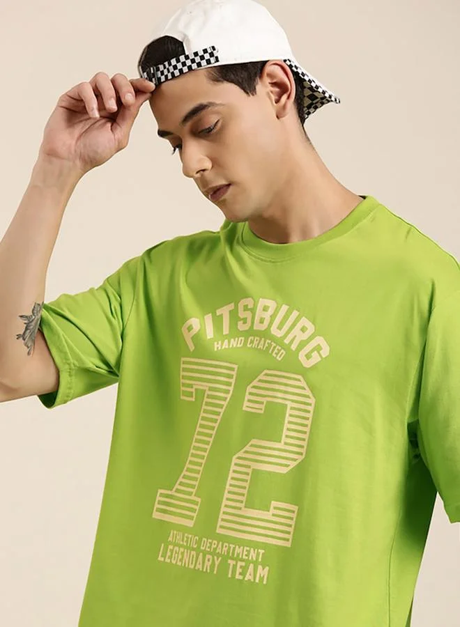 ديلينجر Oversized Typographic Print Cotton T-Shirt by Styli