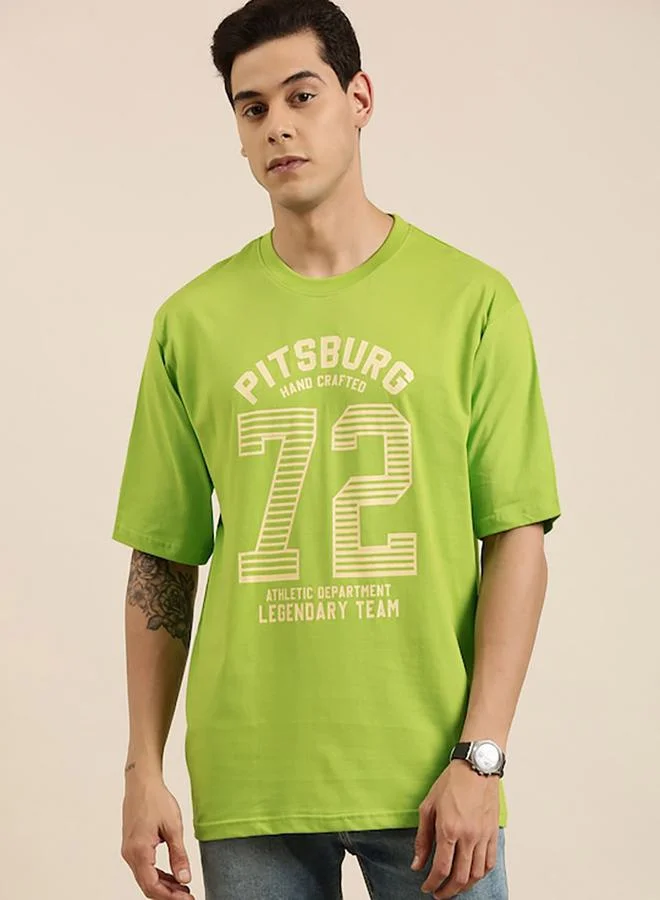 ديلينجر Oversized Typographic Print Cotton T-Shirt by Styli