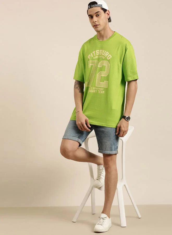 ديلينجر Oversized Typographic Print Cotton T-Shirt by Styli