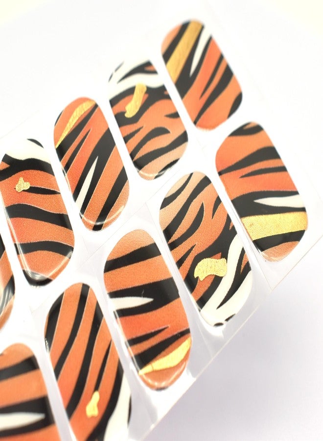 LIFOOST Zebras Gel Nail Strips Brown Nail Stickers for Nail Art Salon Quality Gold Foil Glitter Wraps - Image 4