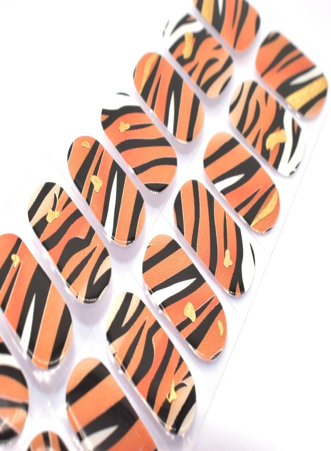 LIFOOST Zebras Gel Nail Strips Brown Nail Stickers for Nail Art Salon Quality Gold Foil Glitter Wraps - Image 5