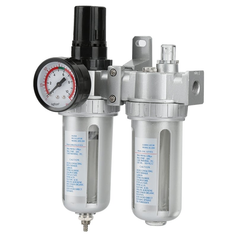 NANPU Air Filter Regulator Lubricator 1/4" - Aluminum Plastic Construction for Compressed Air 0-1.0Mpa Pressure Reducing Valve - Image 4