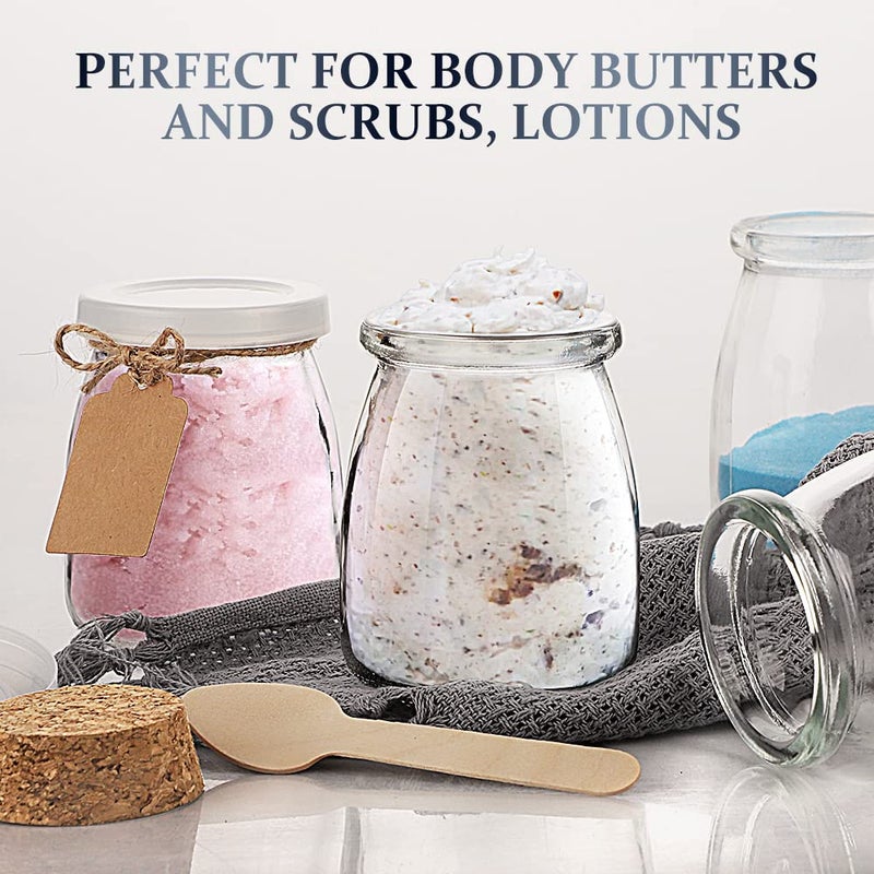 Folinstall 7oz Small Glass Jars with Cork Lids, 20 Pack Yogurt Container with PE Lids for Candy, Cake, Pudding, Yogurt, Jam, Empty Candle Jars for Candle Making, Extra Tags and String - Image 4