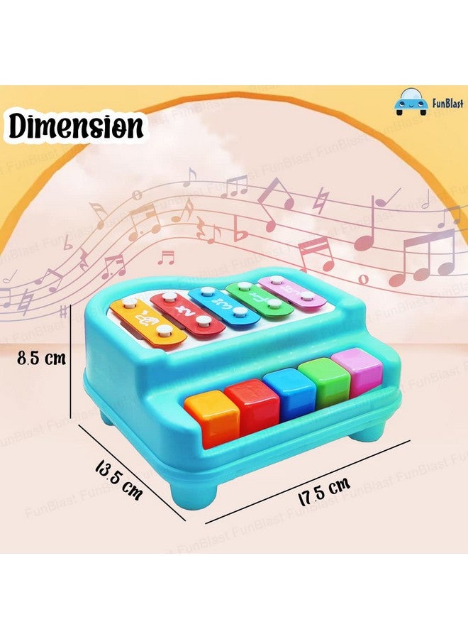 فنبلاست بيانو إكسيليفون من فن بلاست - ألعاب إكسيليفون للأطفال - لعبة تعليمية، بيانو يدوي بخمس نغمات صوتية للأطفال الصغار والأولاد والبنات - لعبة موسيقية (أزرق - إكسيليفون) - Image 2