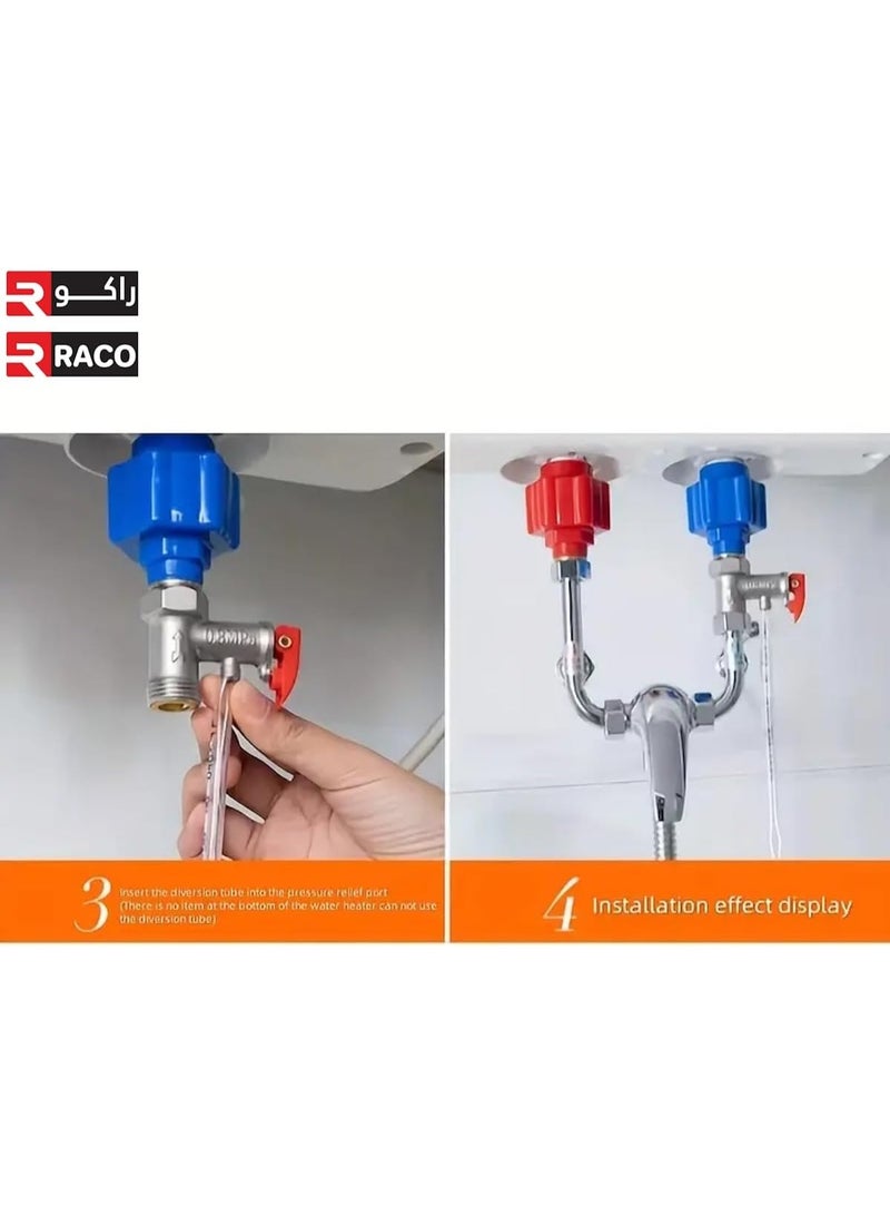 راكو صمام أمان RACO، صمام تخفيف ضغط الماء الساخن المضمن G1/2 بوصة، 0.8 ميجا باسكال، قطعة واحدة صمام أمان لتخفيف ضغط سخان الماء، فحص نحاسي - Image 3