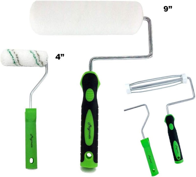 Magimate Paint Roller Kit Large Paint Rollers Assorted with Small Paint Rollers, 9-inch Painting Tray and Trim Wall Stain Brush - Image 2