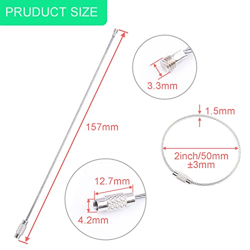 CooBigo 12 Pack Metal Luggage Tag Loops Holder Women 6" Wire Keychain Cable Key Chain Rings for Crafts Keyrings Bag Tassels Jewelry Making (12 Assorted Color, 1.5mm) - Image 2