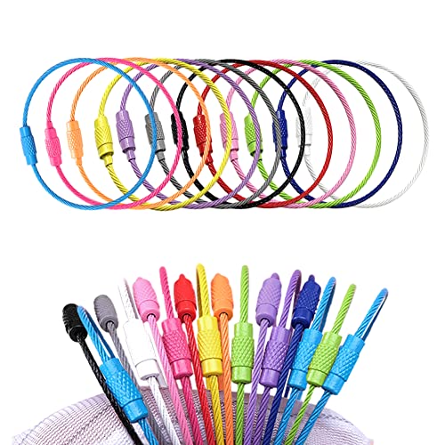 CooBigo 12 Pack Metal Luggage Tag Loops Holder Women 6" Wire Keychain Cable Key Chain Rings for Crafts Keyrings Bag Tassels Jewelry Making (12 Assorted Color, 1.5mm) - Image 1