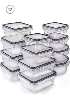 Food Storage Container Set Of 12 Pieces with Locking Lids Reusable Food Container Plastic Stackable Kitchen Organizer Boxes Tupperware BPA Free And Microwave Freezer Dishwasher Safe