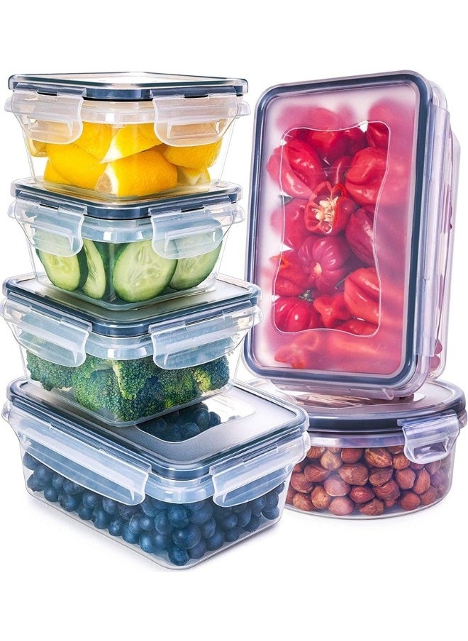 Generic - Food Storage Container Set Of 12 Pieces with Locking Lids Reusable Food Container Plastic Stackable Kitchen Organizer Boxes Tupperware BPA Free And Microwave Freezer Dishwasher Safe - Image 1