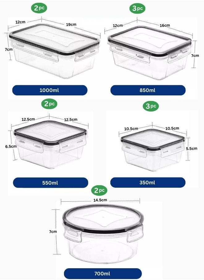 Generic - Food Storage Container Set Of 12 Pieces with Locking Lids Reusable Food Container Plastic Stackable Kitchen Organizer Boxes Tupperware BPA Free And Microwave Freezer Dishwasher Safe - Image 1