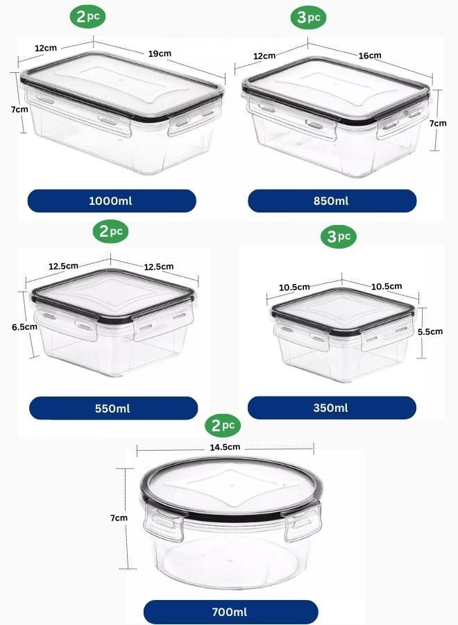 Food Storage Container Set Of 12 Pieces with Locking Lids Reusable Food Container Plastic Stackable Kitchen Organizer Boxes Tupperware BPA Free And Microwave Freezer Dishwasher Safe  - Image 3