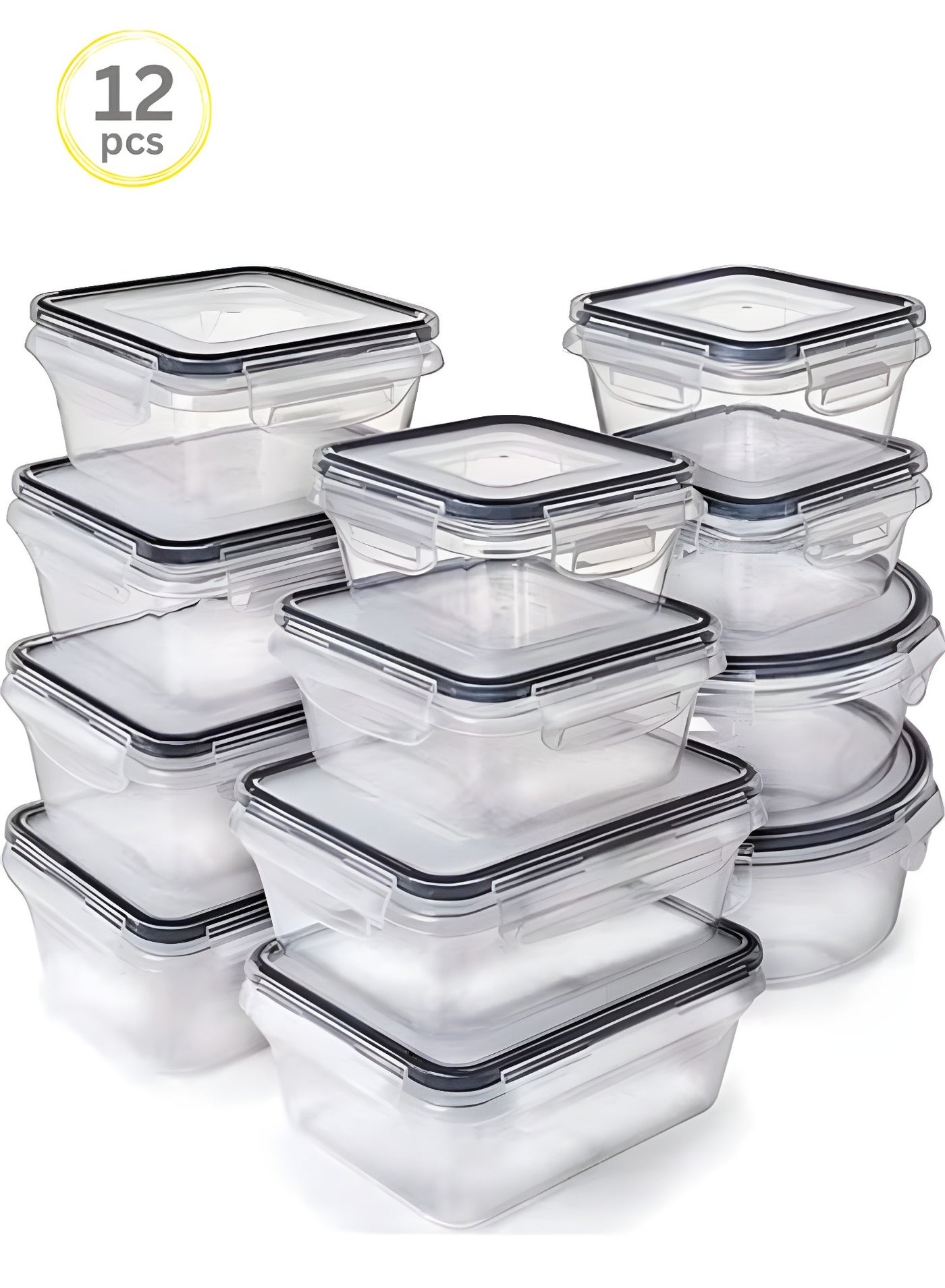 Food Containers BPA-Free Locking lids Food Storage Container 100% Leakproof Food Storage Container Plastic Set 12-Piece Stackable Kitchen Organizer Microwave Freezer Dishwasher Safe